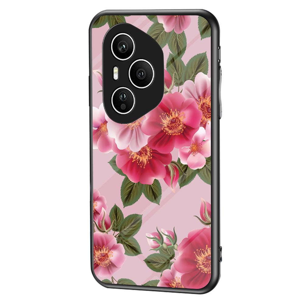 For Honor 400 Pro 5G (Global) Case Floral Pattern TPU+Tempered Glass Protective Phone Cover