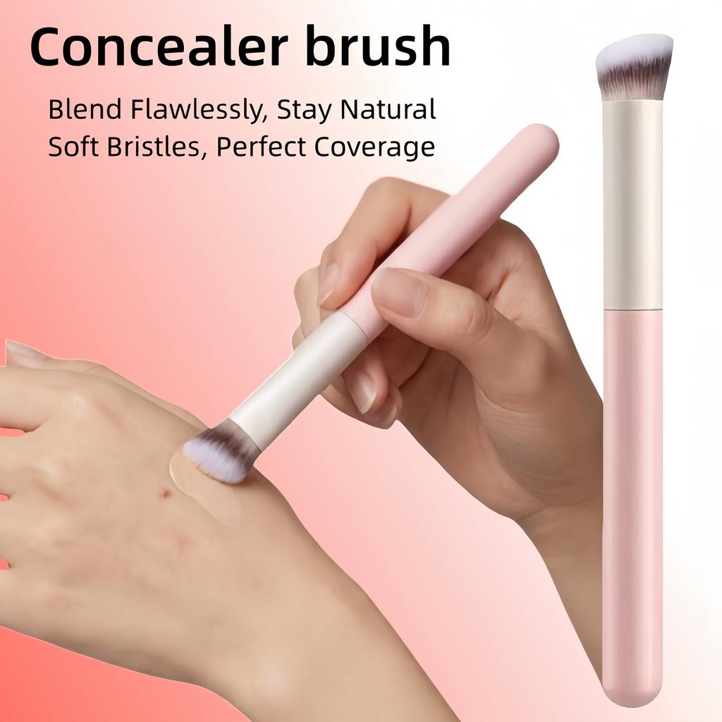 [Professional Kabuki Brush] Professional Mini Kabuki Brush - Angled Flat Top Concealer & Contour Brush | Small Precision Brush for Blending,