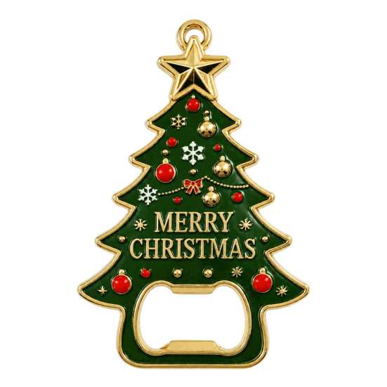 Magnetic Fridge Decor Christmas Tree Bottle Opener, Refrigerator Magnet, Heavy Duty Holiday Kitchen Tools Metal Beer Opener for Kitchen, Party Favors