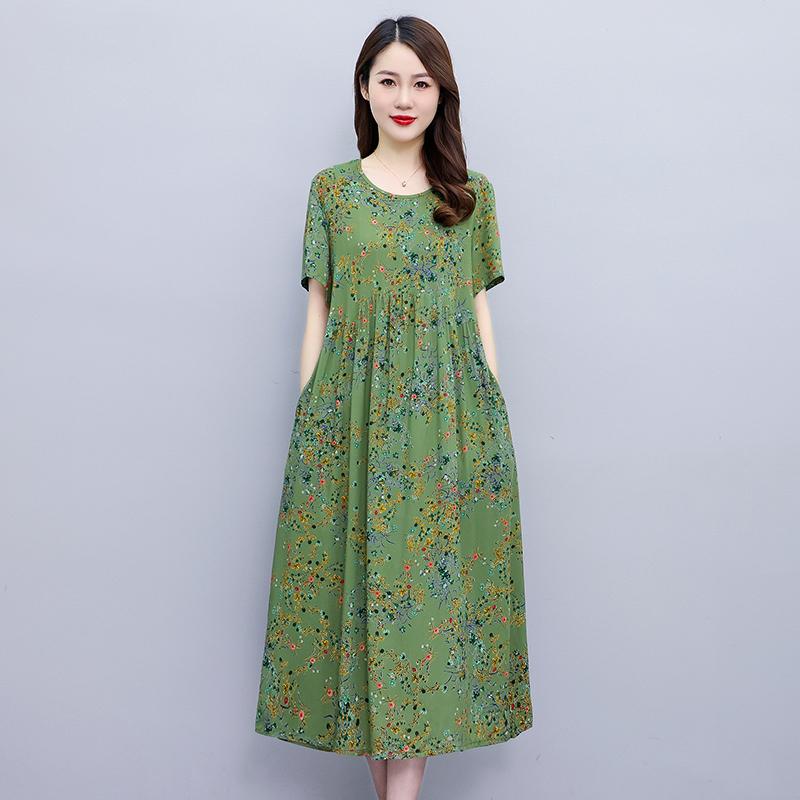 Casualowe letnie sukienki damskie z krótkim rękawem Eleganckie długie sukienki dla pań