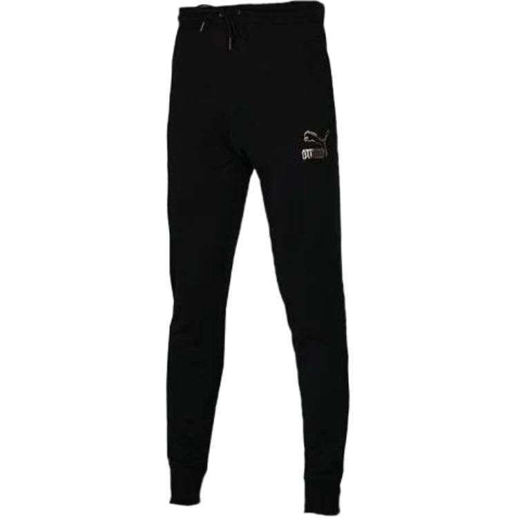 PUMA Knitted Sweatpants Men's Black Moderate Skinny Pants 597460-01