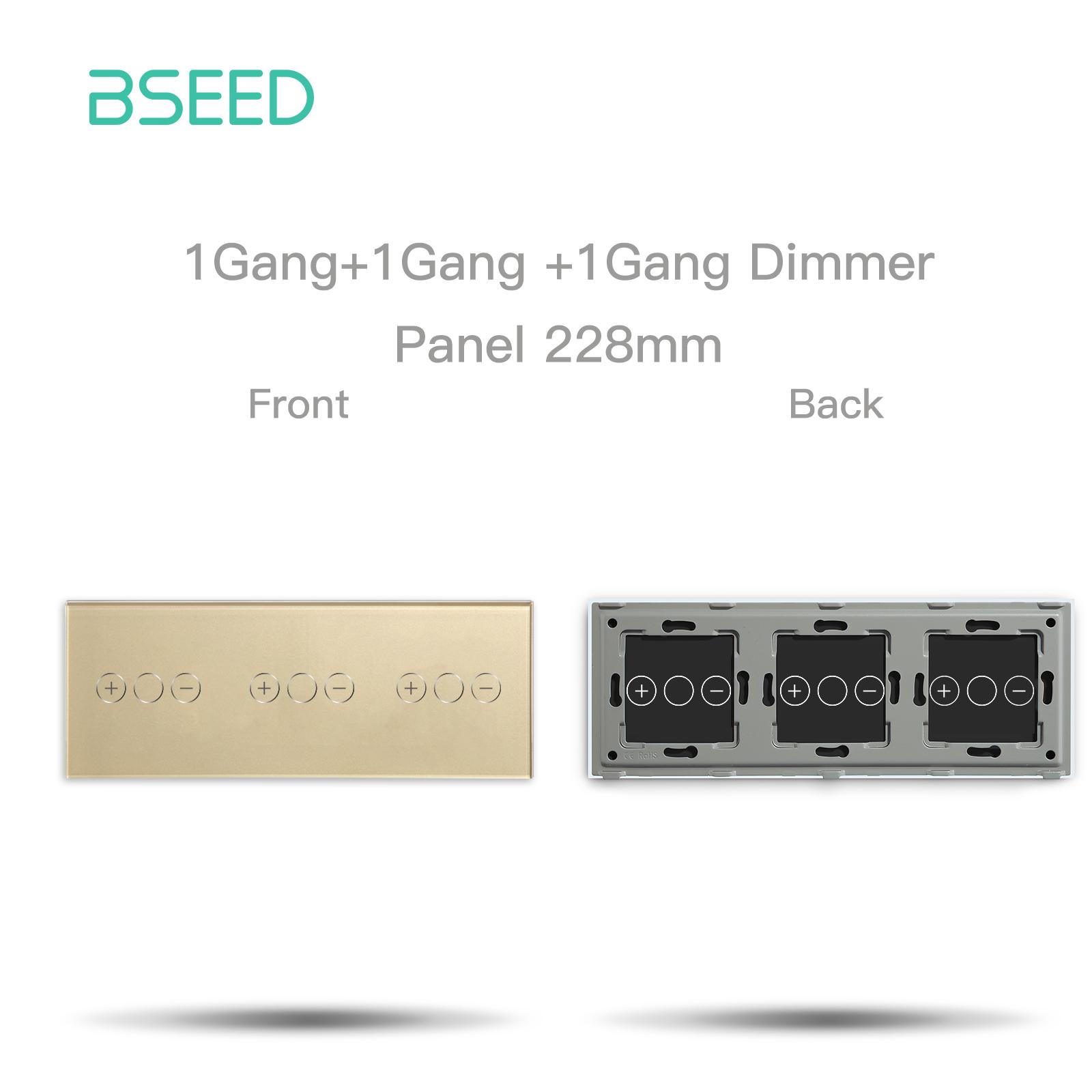 

BSEED Стандарт ЕС 228мм Панель из хрустального стекла 3/6/9 клавиш Сенсорная панель с металлической рамкой Белый Черный Золотой Без функции переключения EU standard