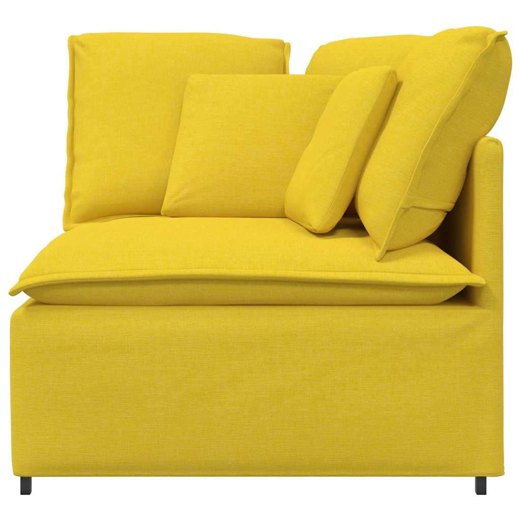 Modular Sofa Corner Module with Cushions Light Yellow 100 Cm