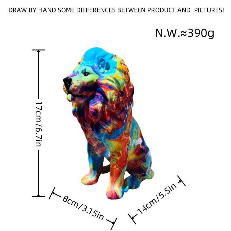 Resin Lion Figurine Decorative Sculpture Office Desk Home Entryway TV Cabinet Stylish Ornament