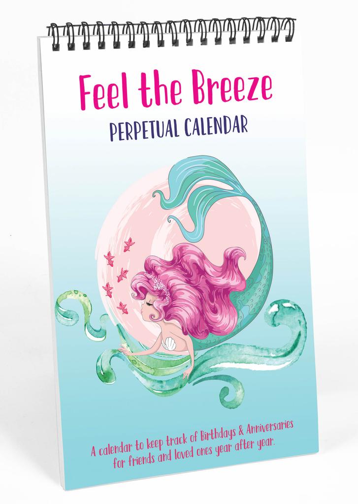 Inkdotpot Mermaid Perpetual Calendar, Important Dates To Remember- 6x9 Monthly and Daily Wall Hanging Journal for Special Days