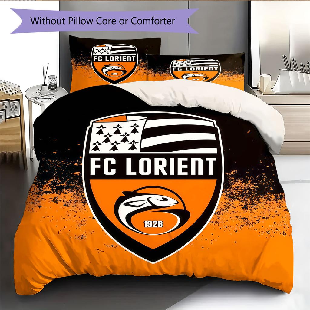 FC Lorient Bettwäsche Steppdecke Set Bettbezug Kissenbezug Heimdekoration Geburtstagsgeschenk (1 Bettbezug + 2 Kissenbezüge, ohne Füllung)