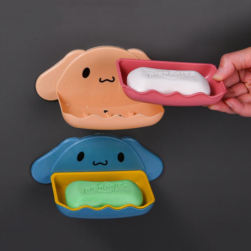 Sanrio Cartoon Whale Shaped Soap Dish Wall Mounted Double Layer Storage Rack For Bathroom Sink Countertop Organization