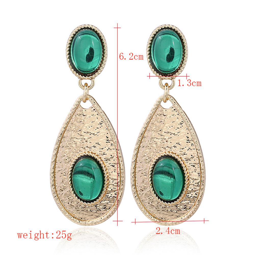 Women s Fashion Accessory Vintage Design Round Shape Drop Earrings Jewelry (Green)