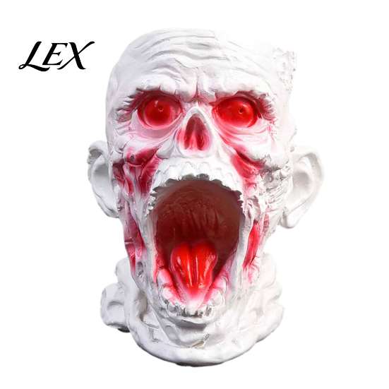 Cool Makeup Brush Cup Gothic Skull Pen Holder, Realistic Zombie Head Organizer, Large Capacity Desktop Style Beauty Tool Organizer Storage Container,