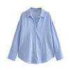 Spring & Autumn Women's European & American Style Striped Lapel Single-Breasted Loose Long Sleeve Shirt