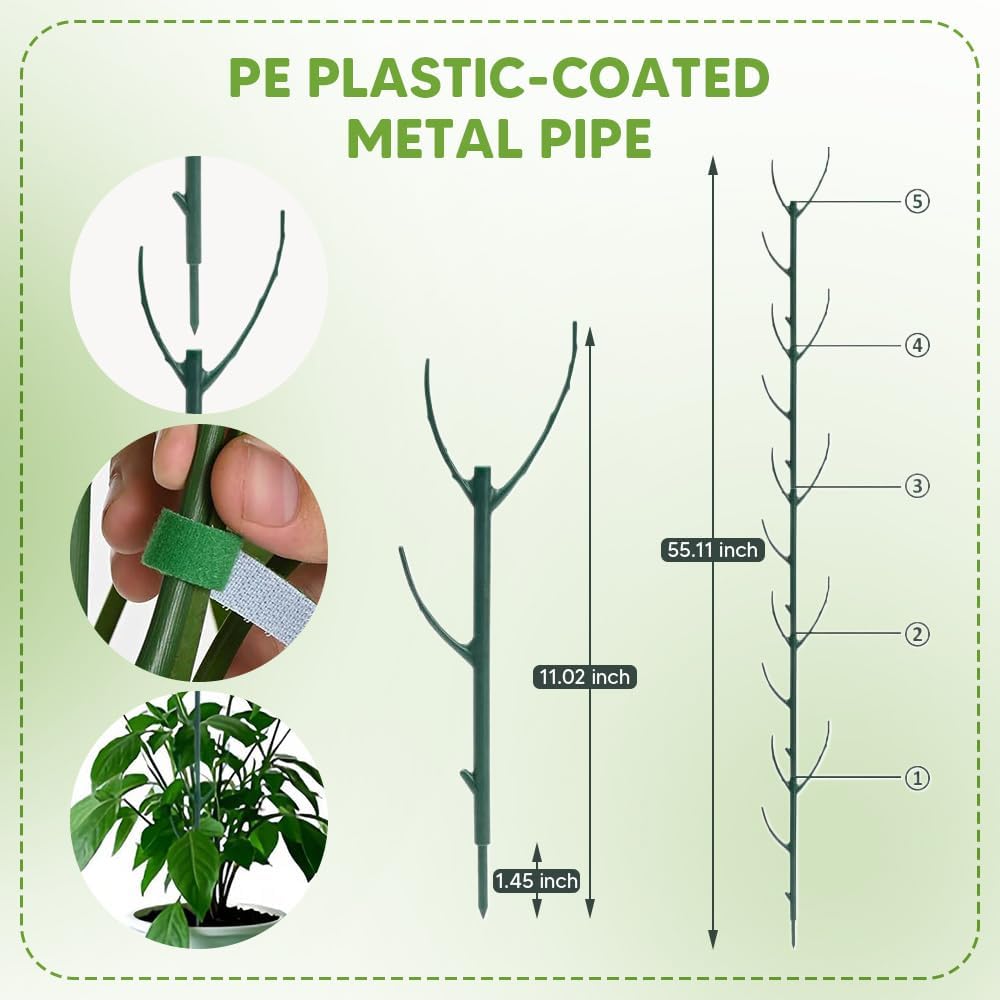 10 Pack Garden Plant Support Stakes Plant Support for Indoor Outdoor  Climbing Plants Holder Stick Moss Pole
