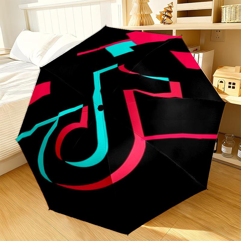 Neon Tik-tok Logo Art Umbrella 8-Frame for Travel, camping, Casual Lightweight Portable Umbrella, Essential for every family Holidays Gift