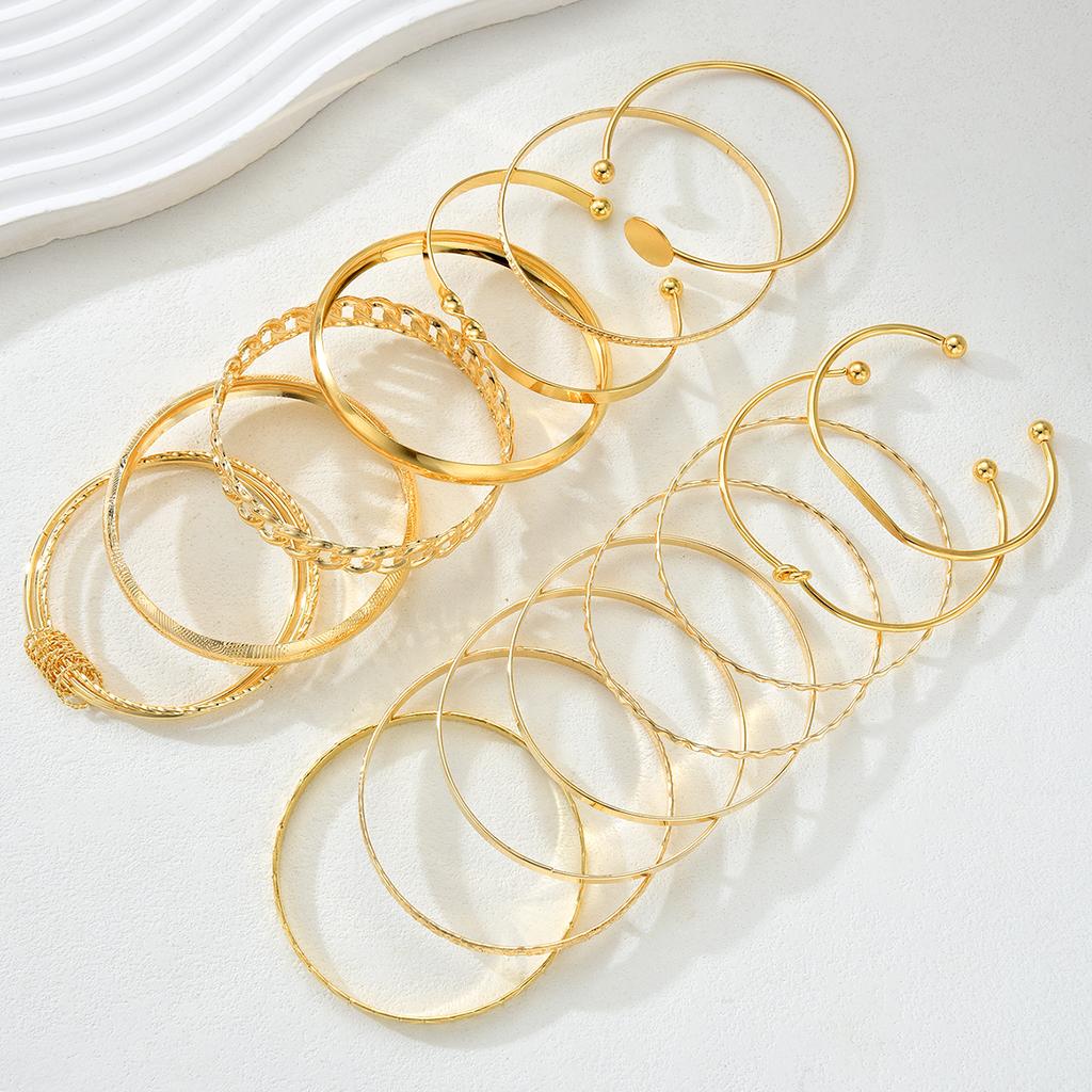 15 Pcs Retro Gold Color Minimalist Bangle Set for Women Fashion Chic Geometric Knotted Bracelets Daily Party Jewelry Gifts 2026