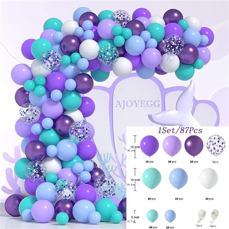 

Balloon Party Birthday Wedding Balloon Set Decoration Scene Arrangement Background Wall Balloon Chain Blue Purple Balloon Arch Set