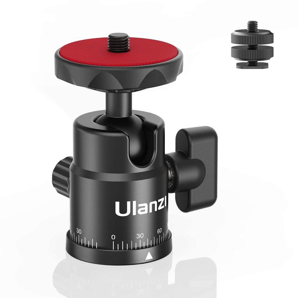 Ulanzi Ball Panoramic Tripod Head for Screw with Cold Shoe 5kg Weight for and SLR Cameras Head, Free-Mounting Cameras, 360° Rotation, 1/4" Mount,
