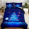 Blue Neon Light Game Christmas Tree Pattern 3d Print Duvet cover Modern Art Style Polyester Bed set Home Quilt cover pillowcase