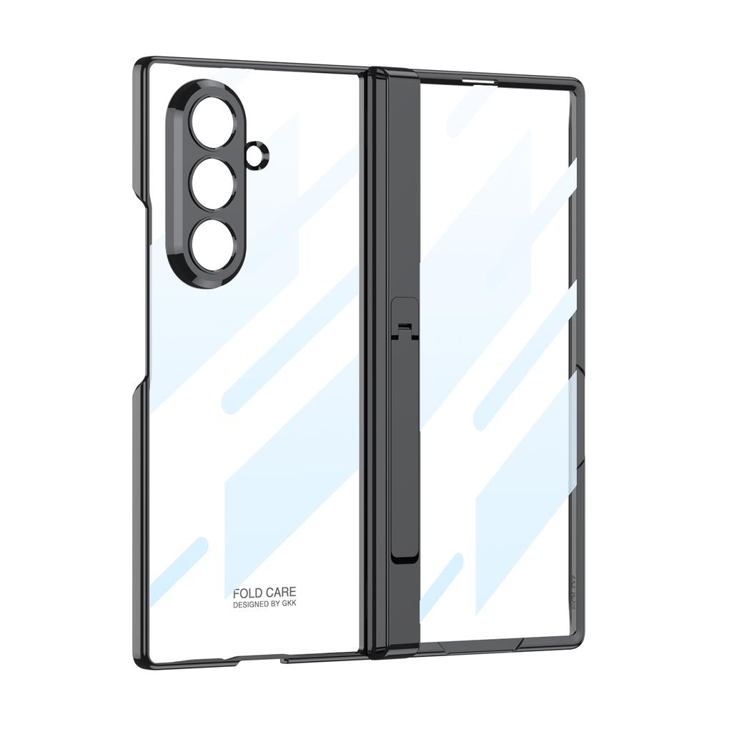 Magnetisches Klappständer-Case für Samsung Galaxy Z Fold 7 6 5 Außendisplay Glas Beschichtung Transparentes Hartschalen-Cover für Galaxy Z Fold7 Case