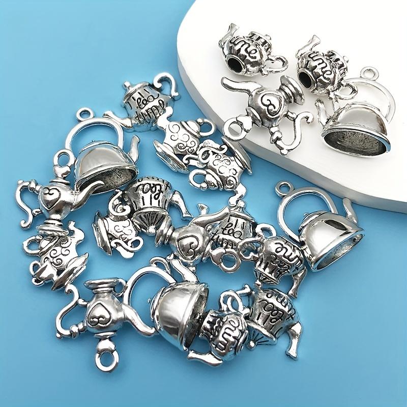 20 ks/šarže Vintage Antický Stříbrný Barevný 3D Konvička Šálek na Čaj Přívěsky Ideální Pro Klíčenky Náramky Náhrdelníky Výrobu