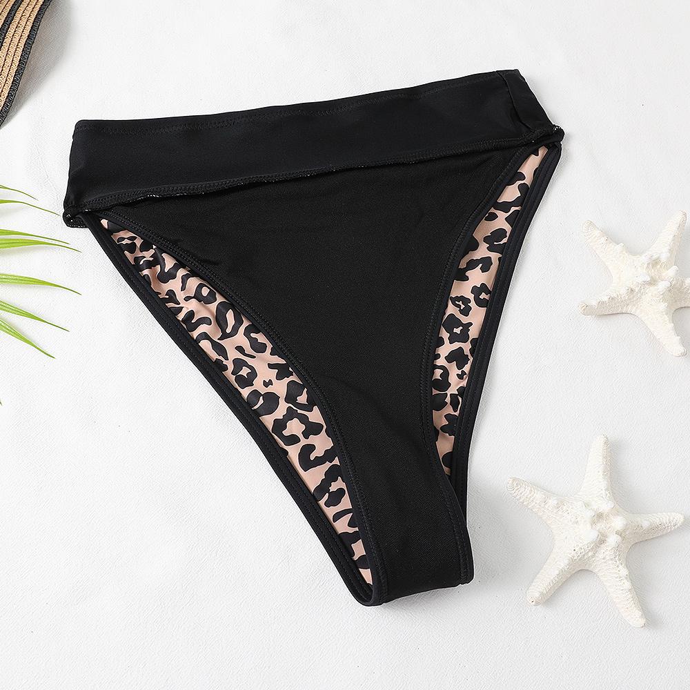 Nové sexy bikiny s vysokým pasem leopardí potisk, jednobarevné plavky, dámské plavky, sada bikin push-up, brazilské plavky letní plážové oblečení plavky