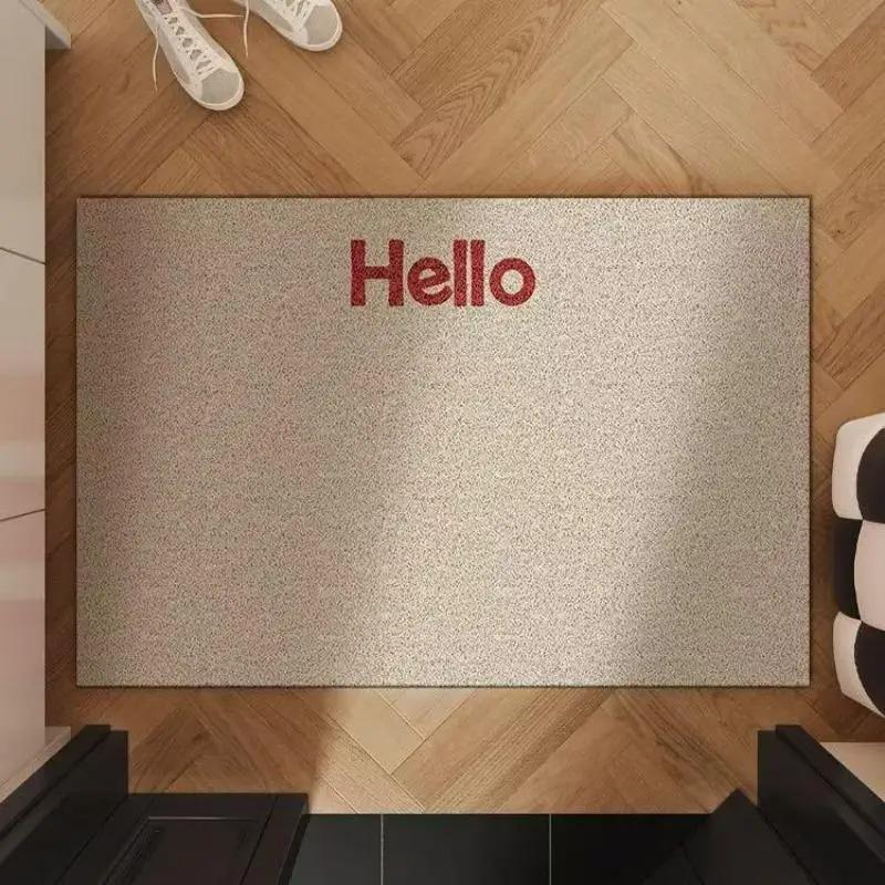 Simple Doormat Vibrant Solid Color Hello Letter Doormat Entrance Welcome Carpet Anti-Dust Indoor Outdoor Home Mat