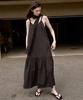 Leuba Cotton String Tiered Dress - Washed Black