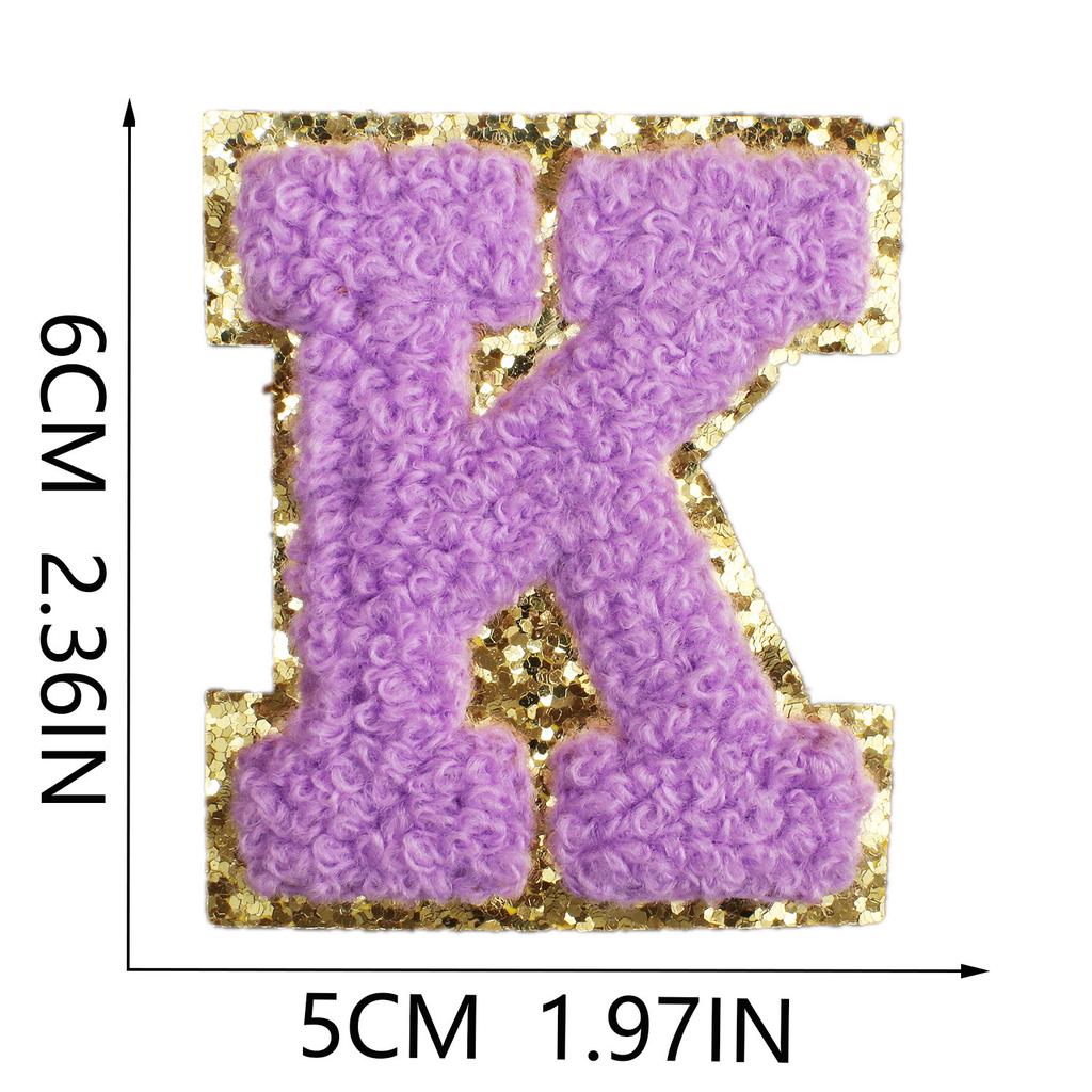 6Cm English Letter Towel Embroidery Patch Sticker Purple Letter Computer Embroidery Label Ironing Embroidery Chapter