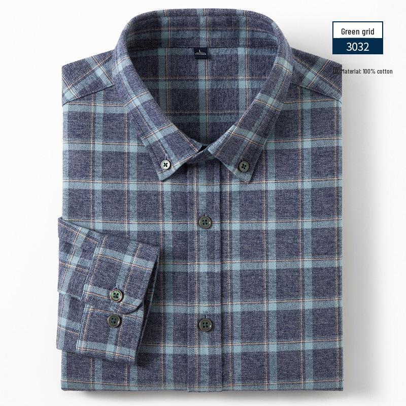 Men's Long-Sleeve Plaid Shirt: Comfortable, Breathable Cotton for Spring and Autumn Casual Wear