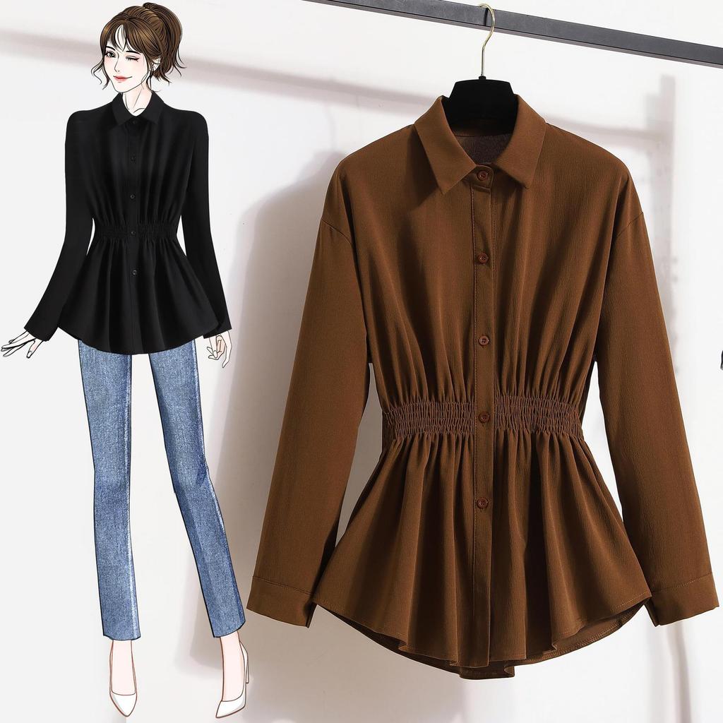 Spring and Autumn Women's Shirt Plus Size Intellectual Wind Tide Loose Long-sleeved Top