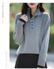 Women's Knitted Sweater with Turn-Down Collar - Two-Piece Illusion, Long Sleeve, Loose Fit, Slimming Design for Autumn/Winter.