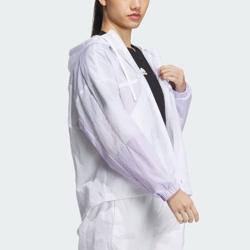 adidas Color-block Sports Casual Hooded Jacket for Women, White