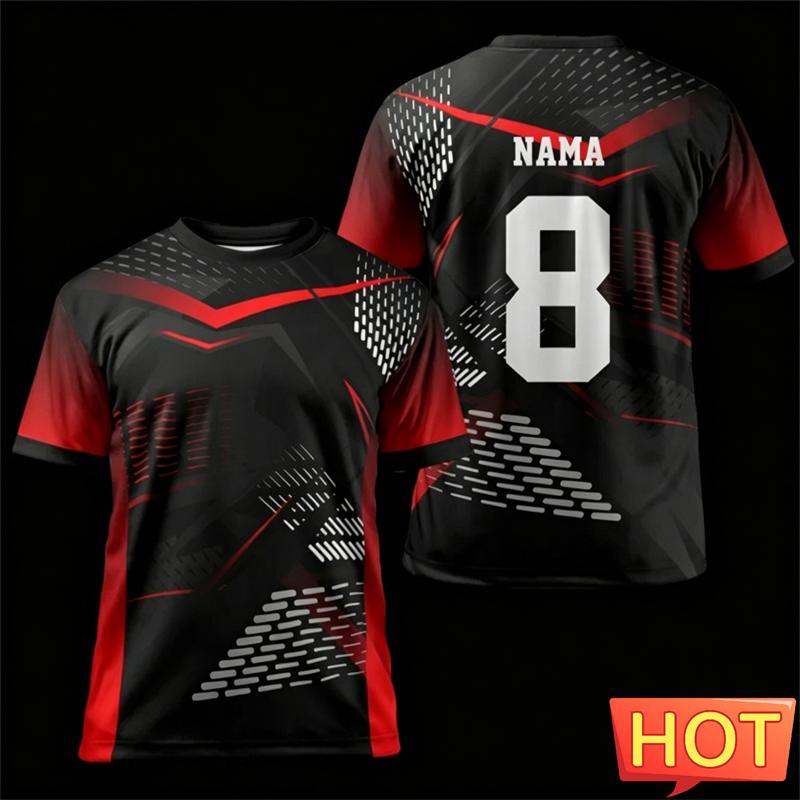 New Football Style T Shirt For Men Summer Fashion 3D Printed Custom Name Number Short Sleeve Ready Stock Simple Design T-Shirt