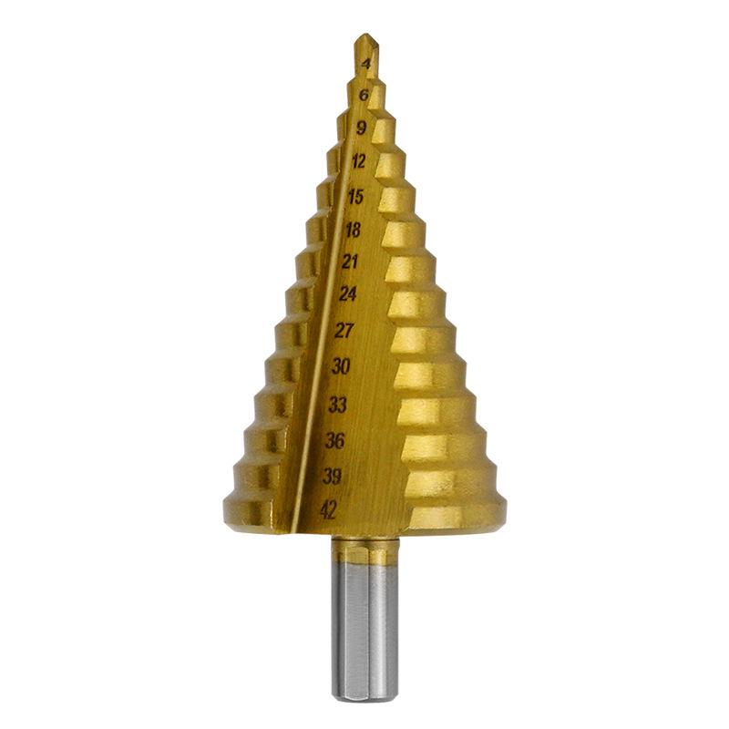 Titanium Plated Triangle Shank Step Drill Bit 4-42mm for Hole Punching and Expanding