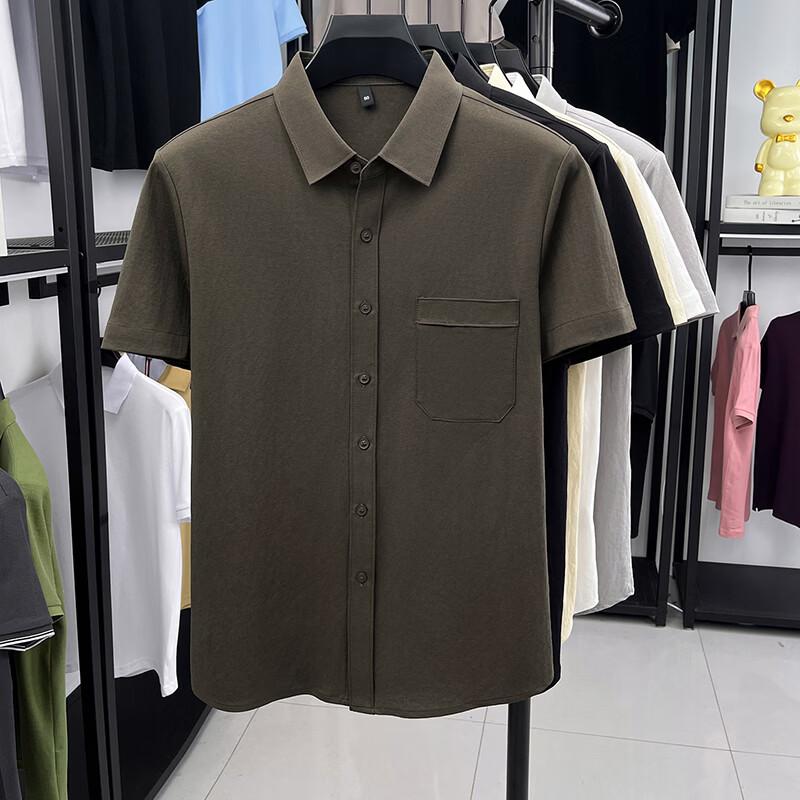Yiliteng Men s Short-sleeved Lapel Shirt 3XL
