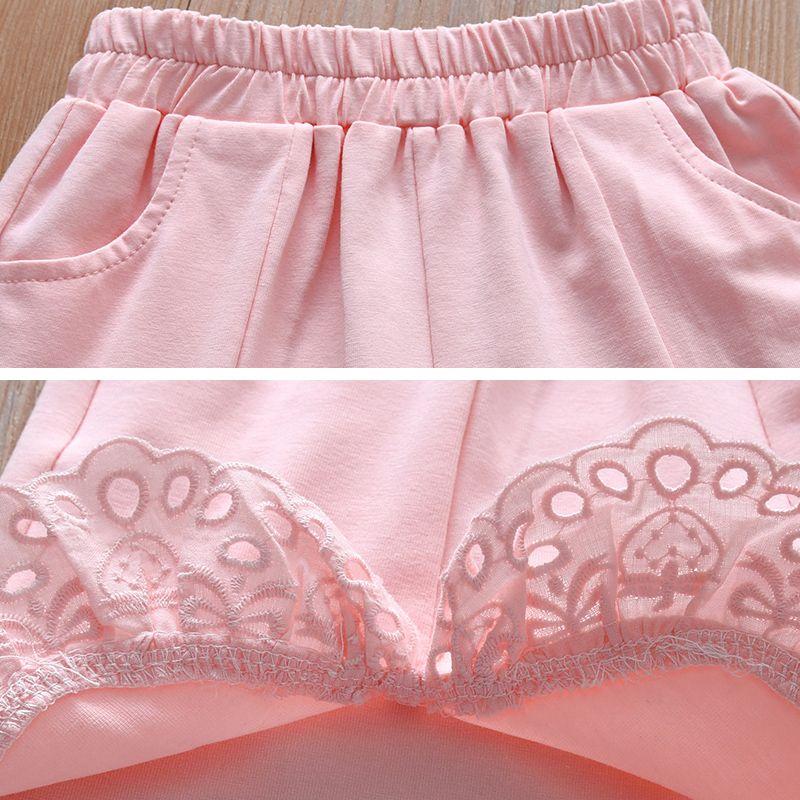 Girls' Summer Five Minute Shorts Girls' Cotton Casual Shorts Skirts Children's Loose Summer Pants