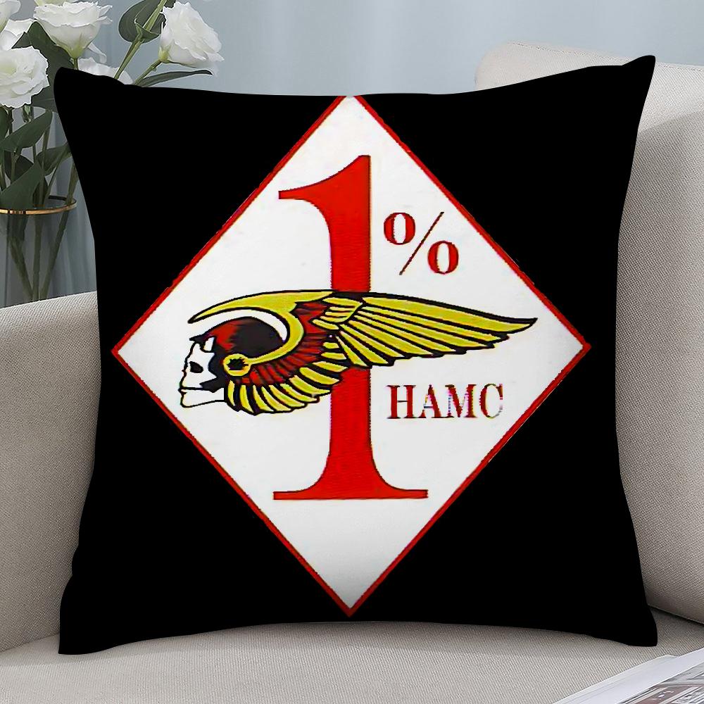 

Мото Подушка H-Hells Angels Наволочка Короткий Плюш Диван Декоративный Подарок Дом Двусторонняя Печать Подушка 20x20in 50x50cm