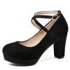 Women's Pink High Heels Mary Jane Shoes Dress Pumps Strap Black Nude Heeled Party Wedding Office Shoes Female Big Size 45 48