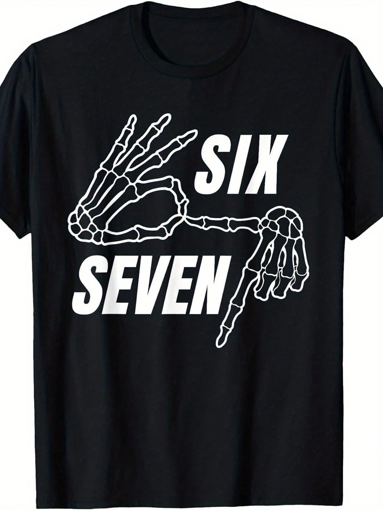 

Six Seven 6 7 Meme Funny Skeleton Hands Let S Get Sendy Graphic T-Shirt - 100% Soft Crew Neck Short Sleeve Tee with Print S разноцветный
