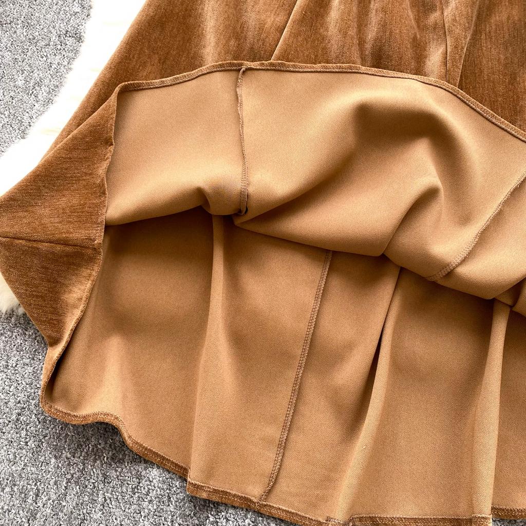 Toamnă Iarnă Anglia Stil Vintage Femei Rochii Midi Lungi din Catifea Cord cu Bretele Spaghetti