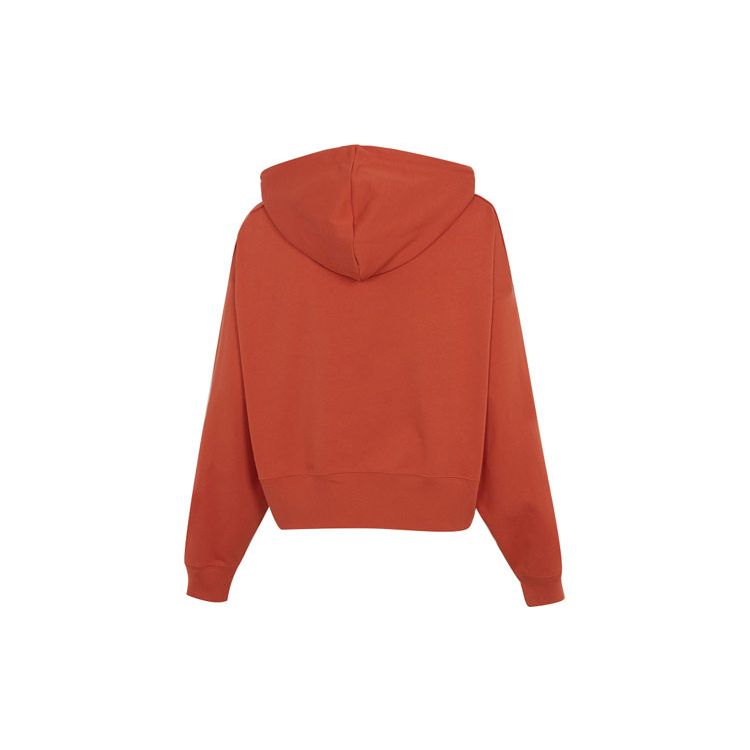 Nike Solid Color Logo Print Drawstring Hoodie Long Sleeve Women Tops Red DM6418-861