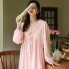 Long-sleeved Nightgown Cotton Spring Sweet Loose Long Comfortable French Pajamas Breathable Soft Can Be Worn Outside Loungewear Autumn and Winter
