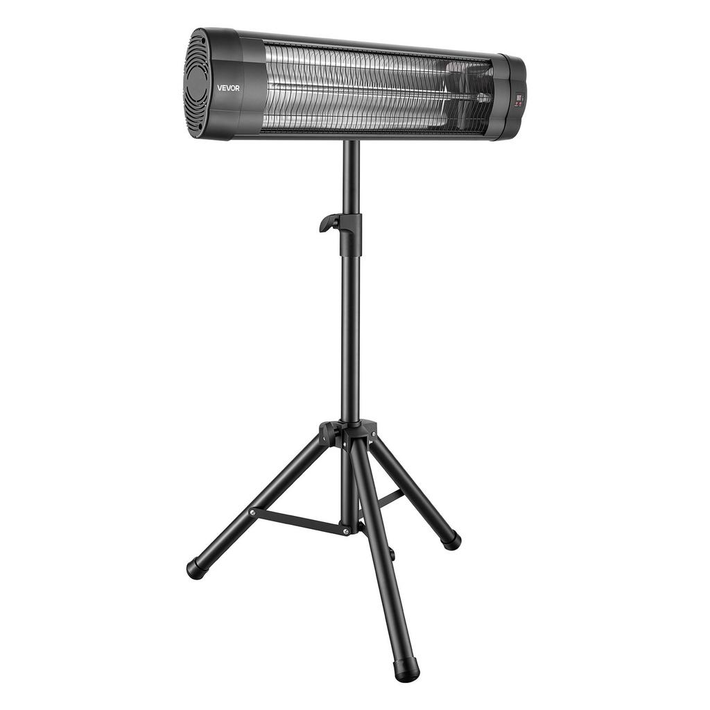 Infrared Heater 2500W Electric Space Heater with Tripod Remote Black, 3 Heat Settings, Panel Control, 24-Hour Timer, Premium PP Material, Even Warmth