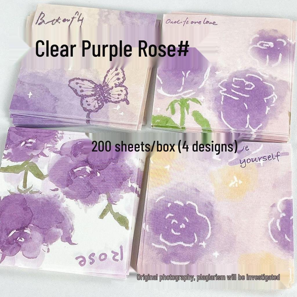 Retro Rose & Butterfly Heart Origami Sticky Notes: Tearable, Non-Adhesive, Colored Paper Pad for Students