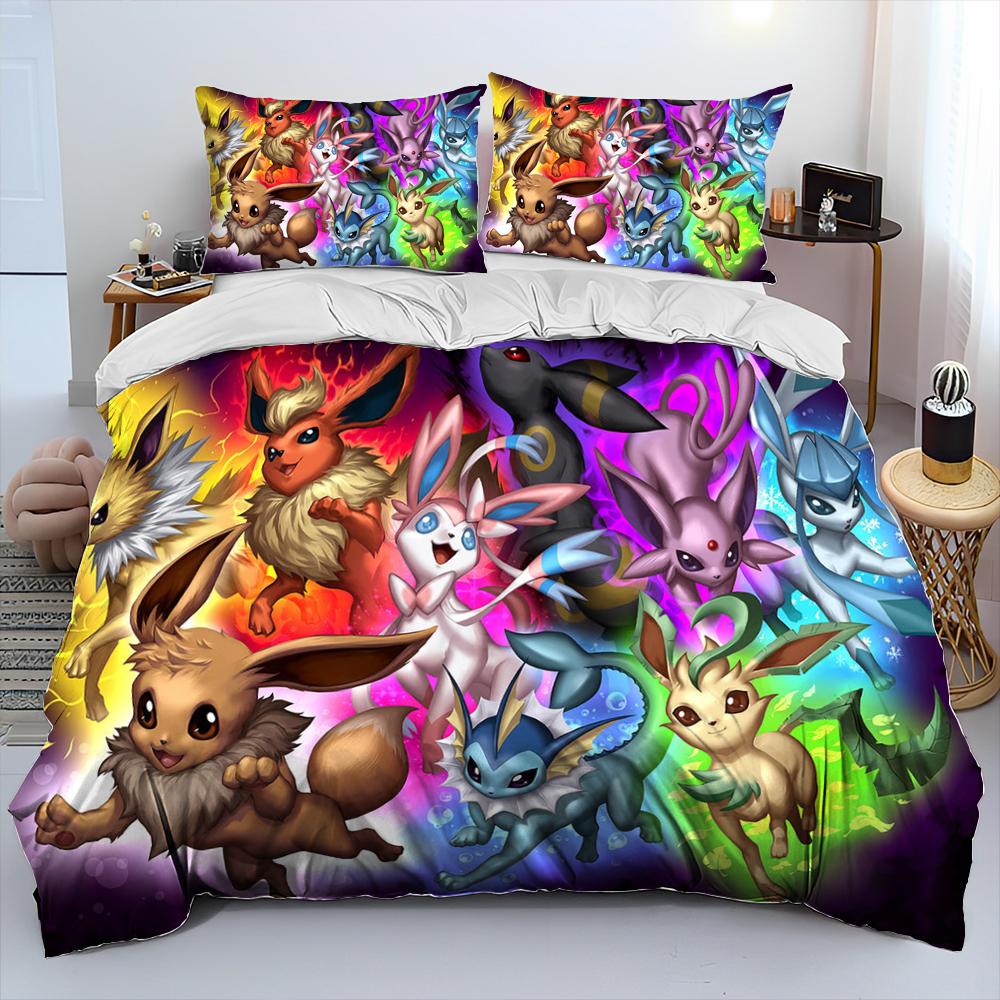 3D Cartoon Pikachu Pokemon Monster Bettdecke Bettwäsche Set Bettbezug Bett Set Steppdecke Bezug Kissenbezug Queen Bettwäsche Set Erwachsene Kinder