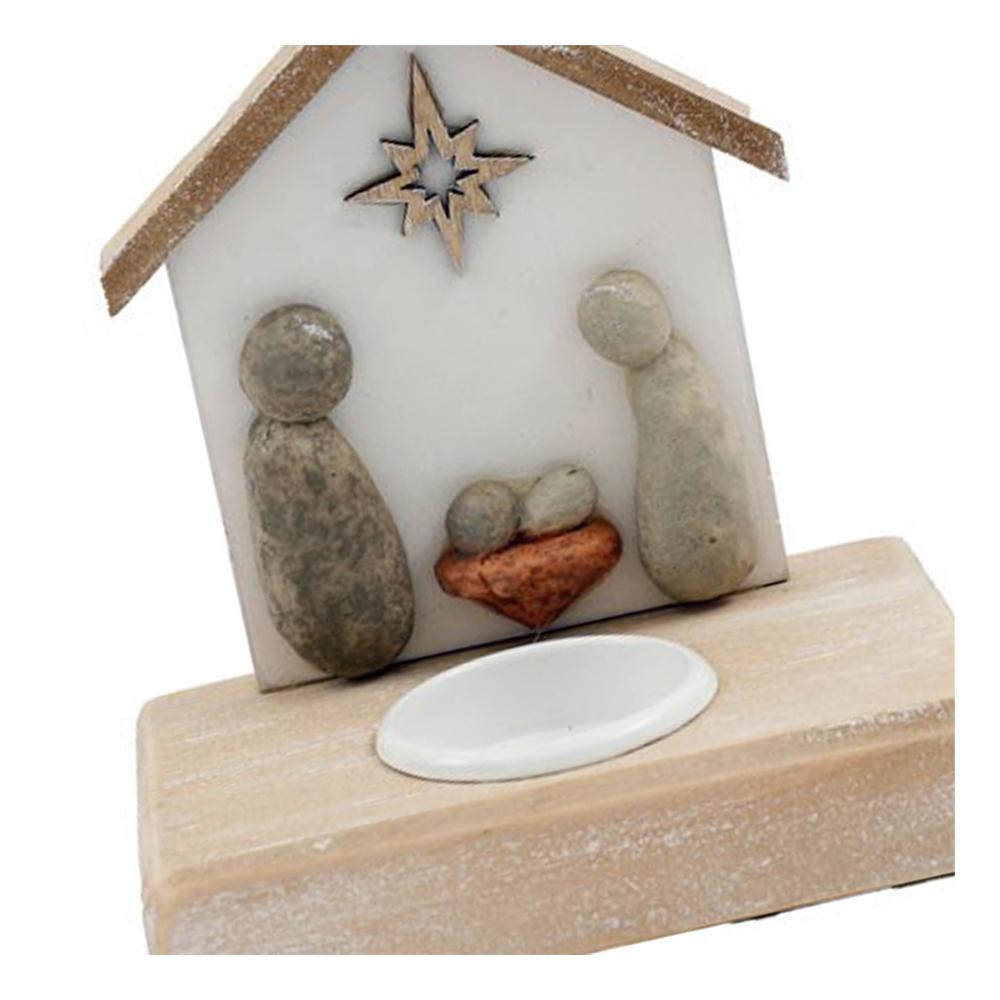 Something Different Pebble Nativity Scene Tealight Holder