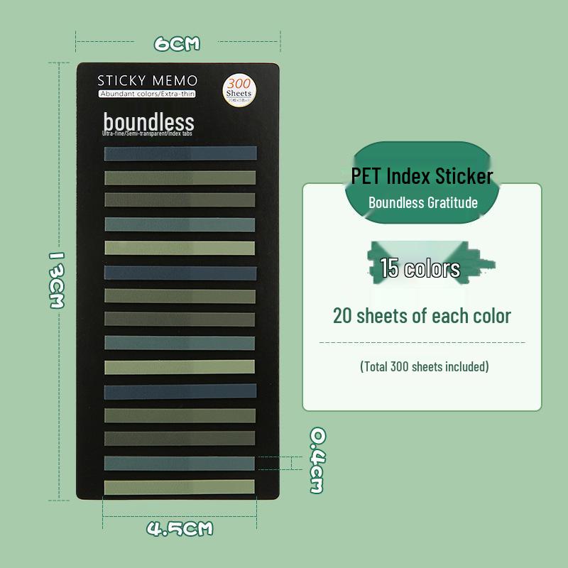 300 Translucent Ultra-Thin PET Index Tabs: Color-Coded Sticky Notes for Marking & Fluorescent Messages