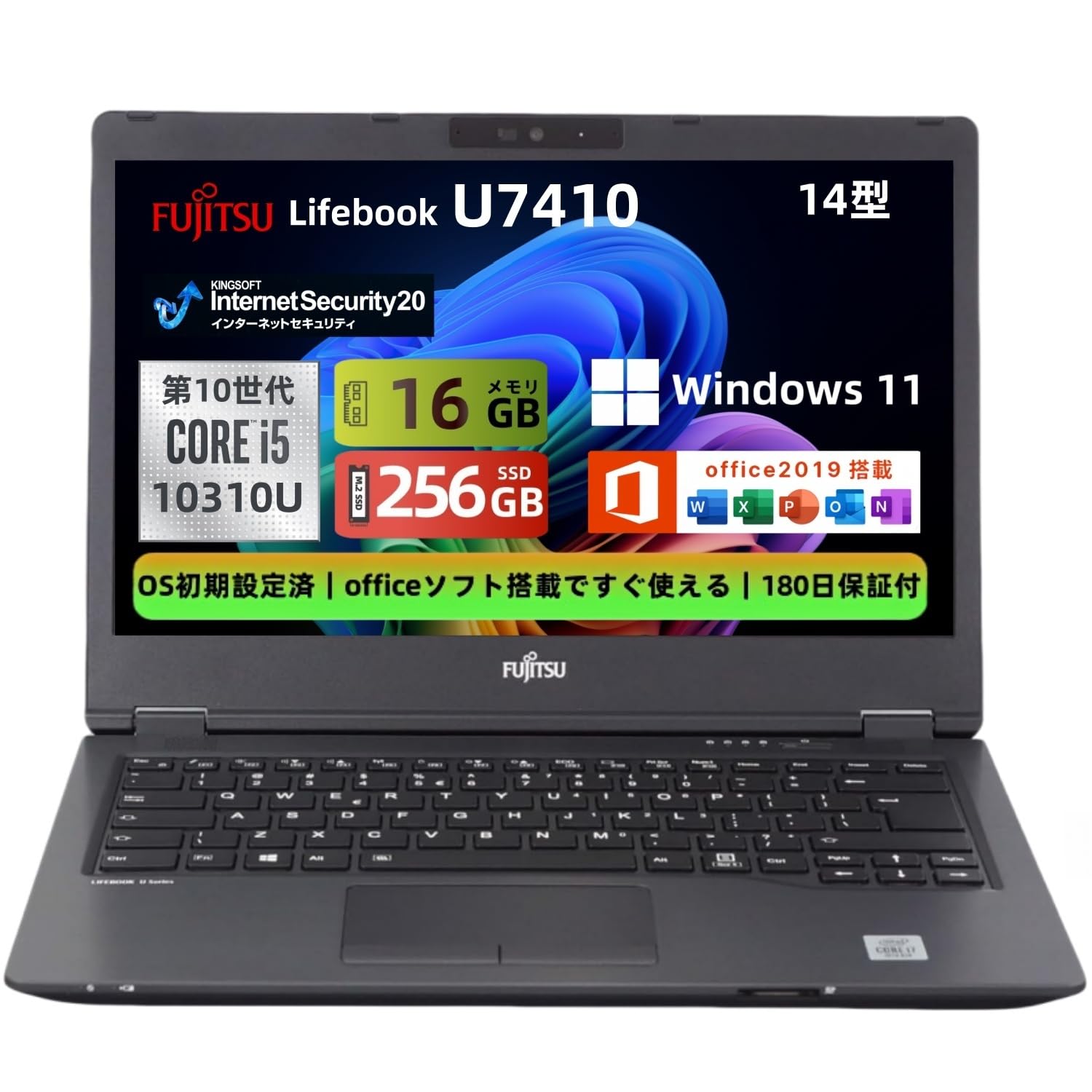 

Refurbished Fujitsu LIFEBOOK U7410 10th Generation Core Slim Windows 11 MS Office PC 256GB Laptop, i5-10310U, Design, & 2019, Built-in Webcam, 14-inch чорний