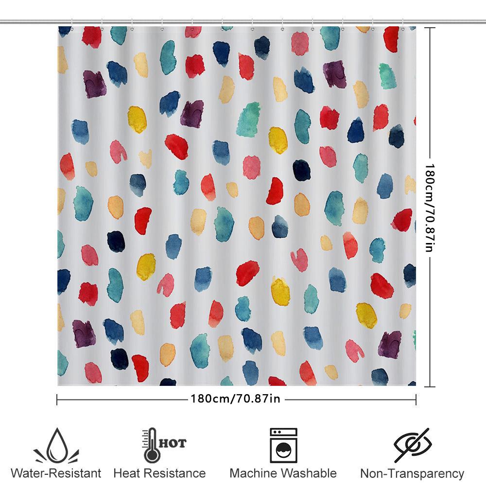 Brightly Colored Watercolor Dots Shower Curtain For Bathroom Decor Customizable Size Available On