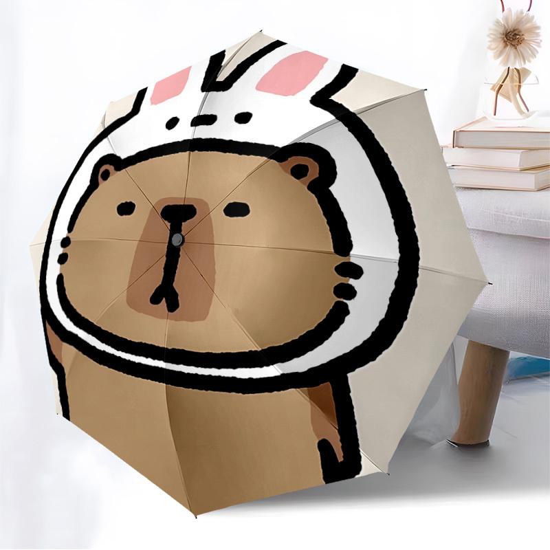 1pc Bunny Capybara Automatic Open/Close Umbrella, Folding Compact Umbrella with Lightweight Design for Women/Menyy251028217