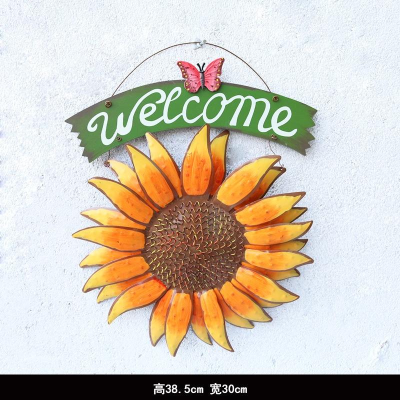 Nowy europejski styl ogród kreatywny salon dekoracje ścienne WITAMY Słonecznik kwiat wisiorek wisiorek żelazo mural