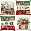 Santa Claus Bell Garland Pillow Cover Christmas Decorative Sofa Cushion Pillow Cover